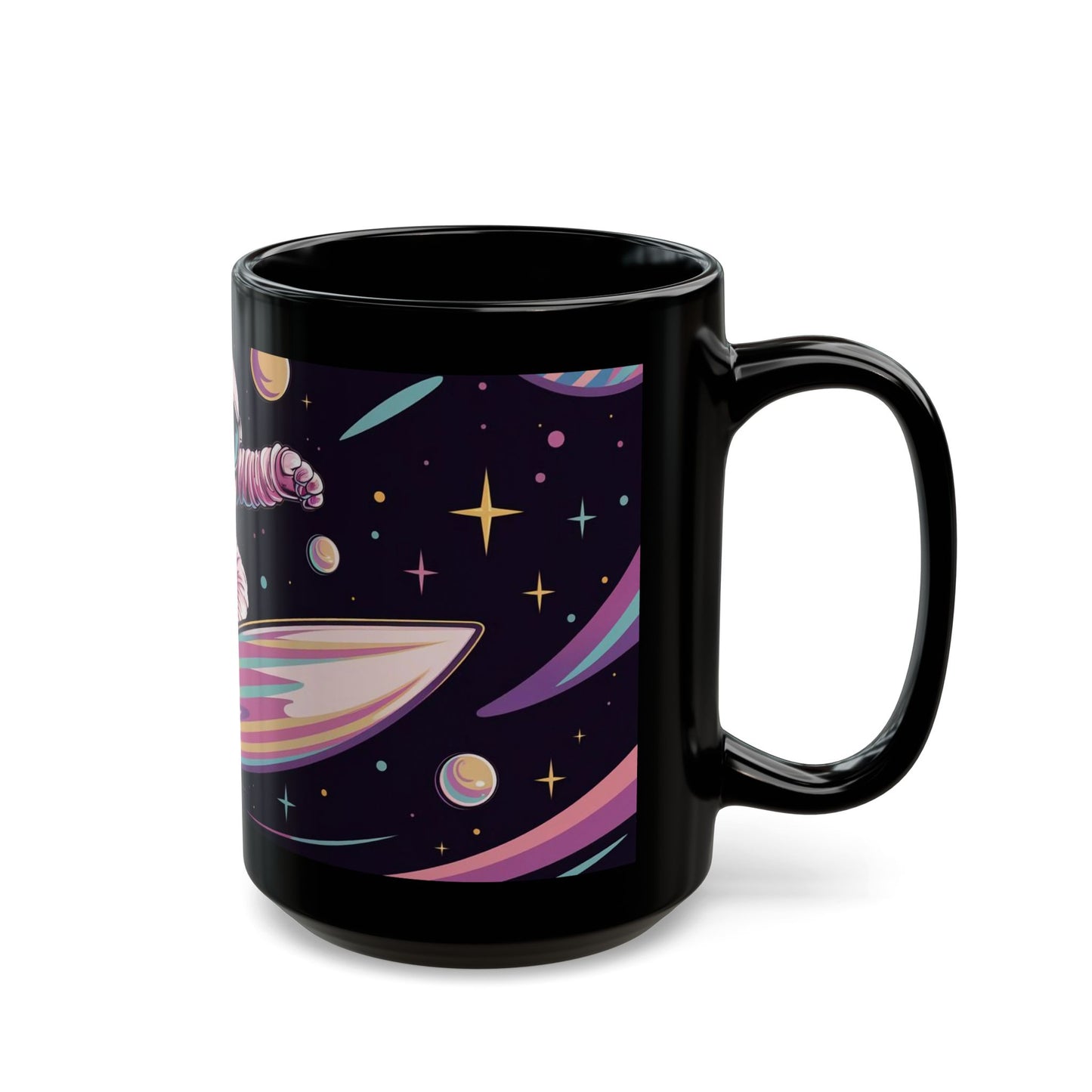 Space Surfing Astronaut Mug – Bold Cosmic Adventure