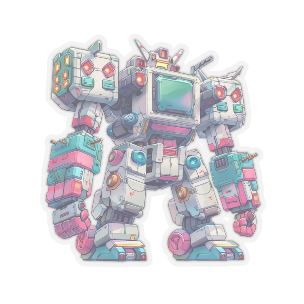 Retro Blocky Robot Sticker