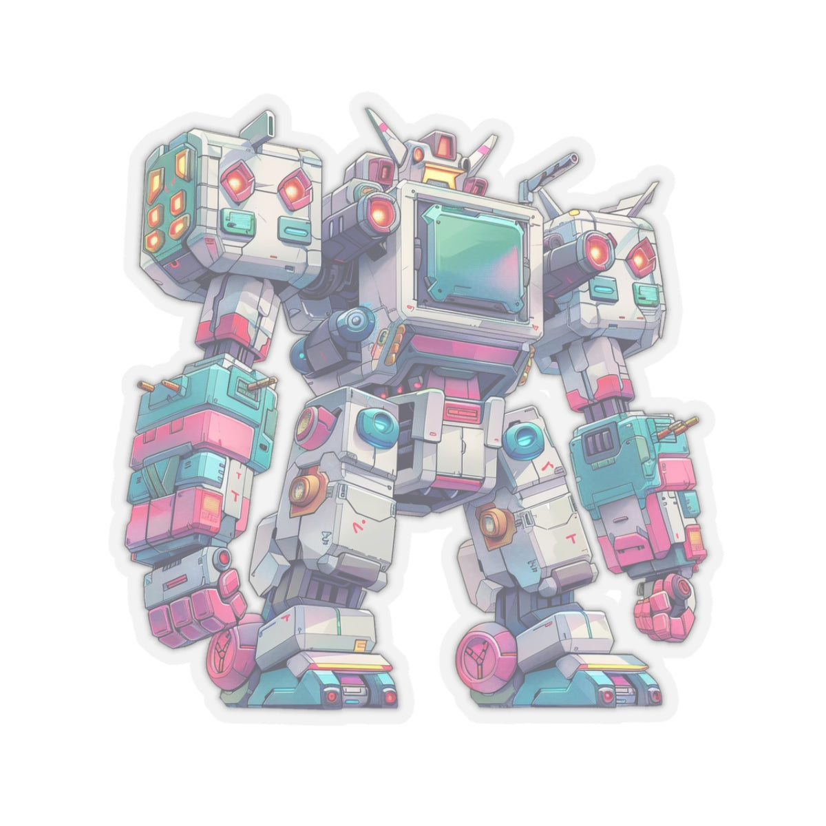 Retro Blocky Robot Sticker