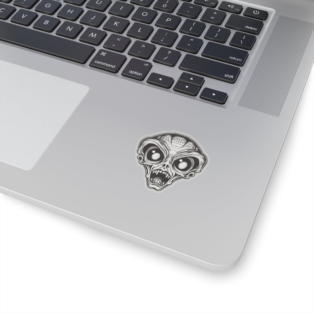 Monochrome Fangs Alien Head Vinyl Sticker