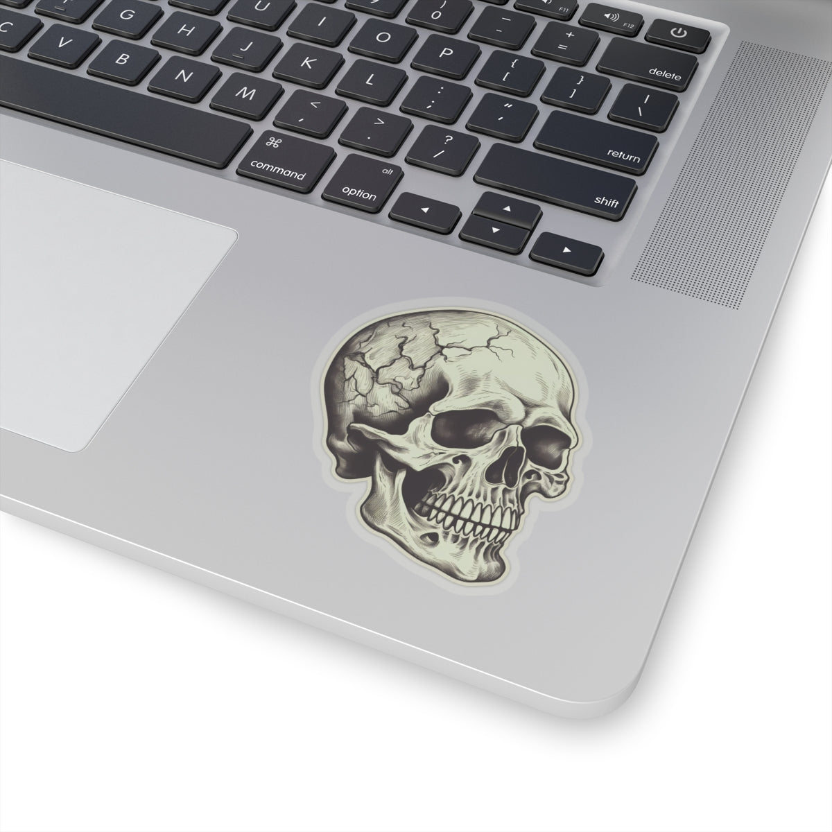 Eerie Tan Cracked Skull Sticker