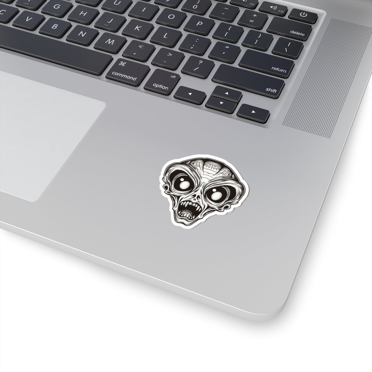 Monochrome Fangs Alien Head Vinyl Sticker