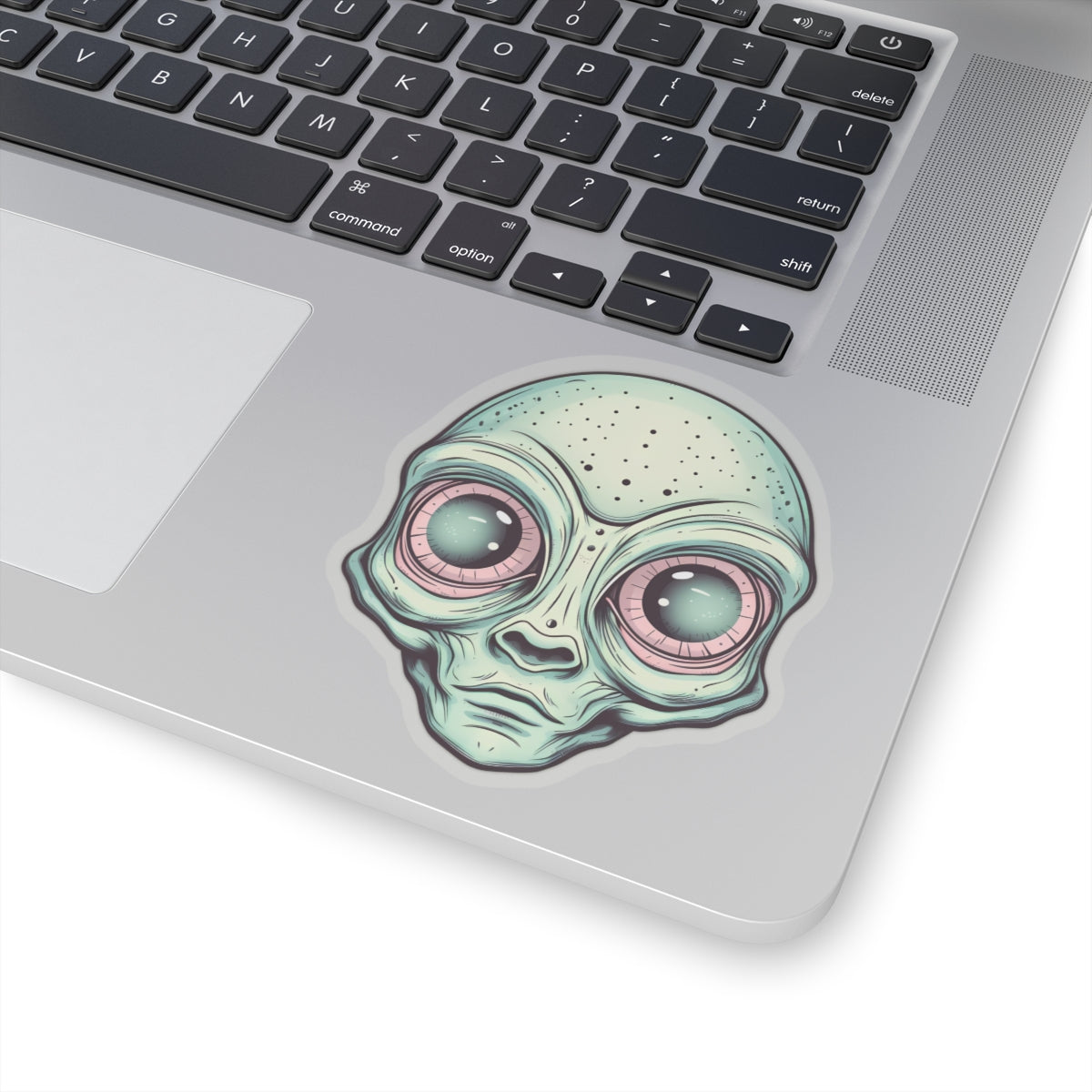 Pale Green Alien Head Vinyl Sticker