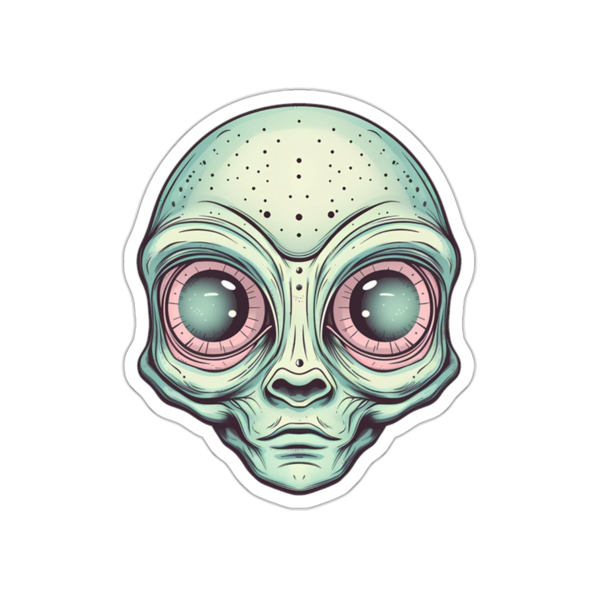 Pale Green Alien Head Vinyl Sticker