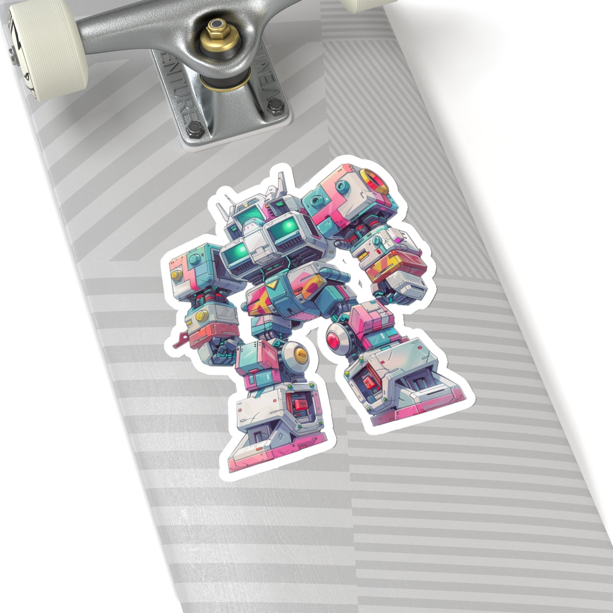 Vintage Teal and Pink Robot Sticker