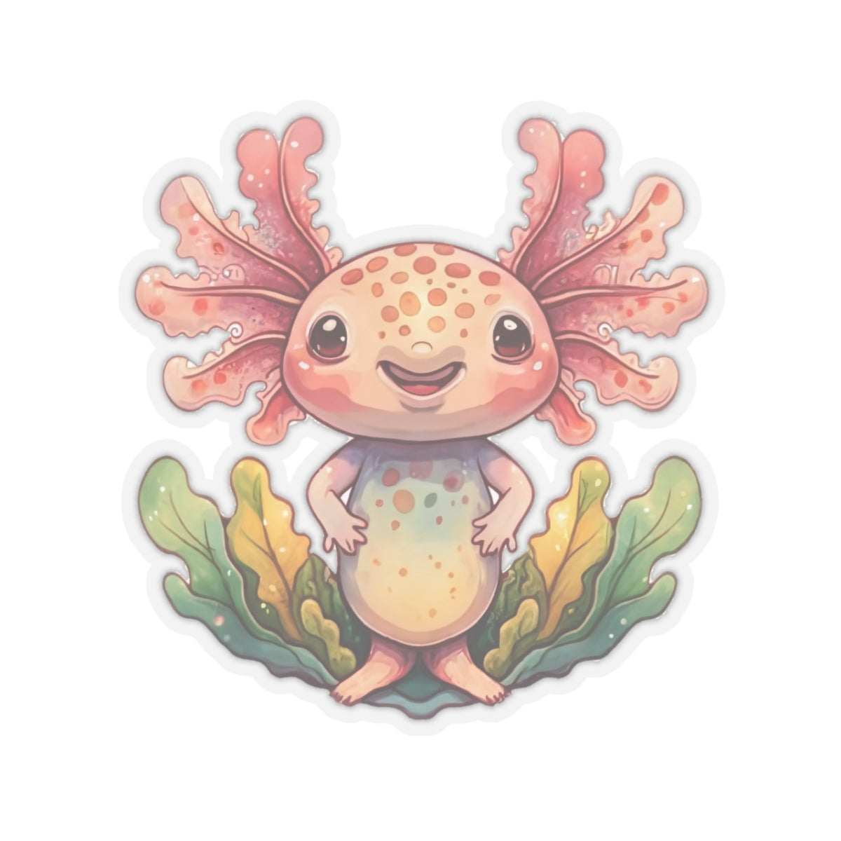 Cute Axolotl Watercolor Cartoon Sticker