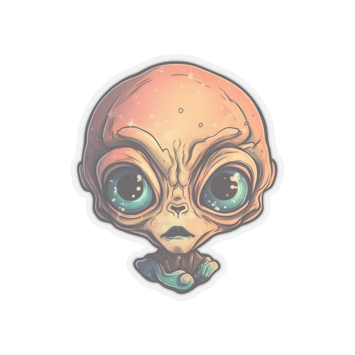 Cosmic Ombre Alien Head Vinyl Sticker