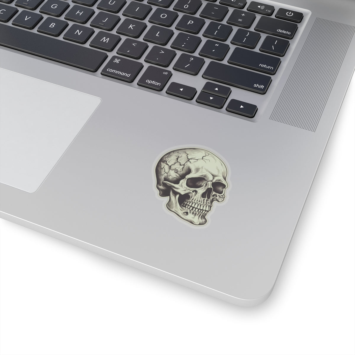 Eerie Tan Cracked Skull Sticker
