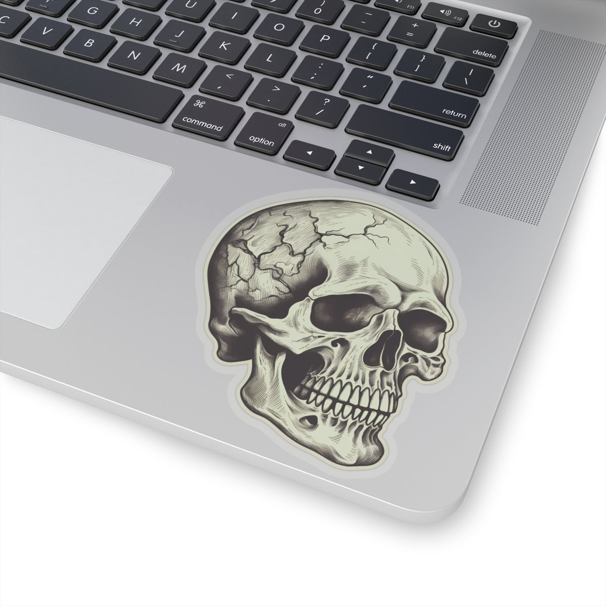 Eerie Tan Cracked Skull Sticker