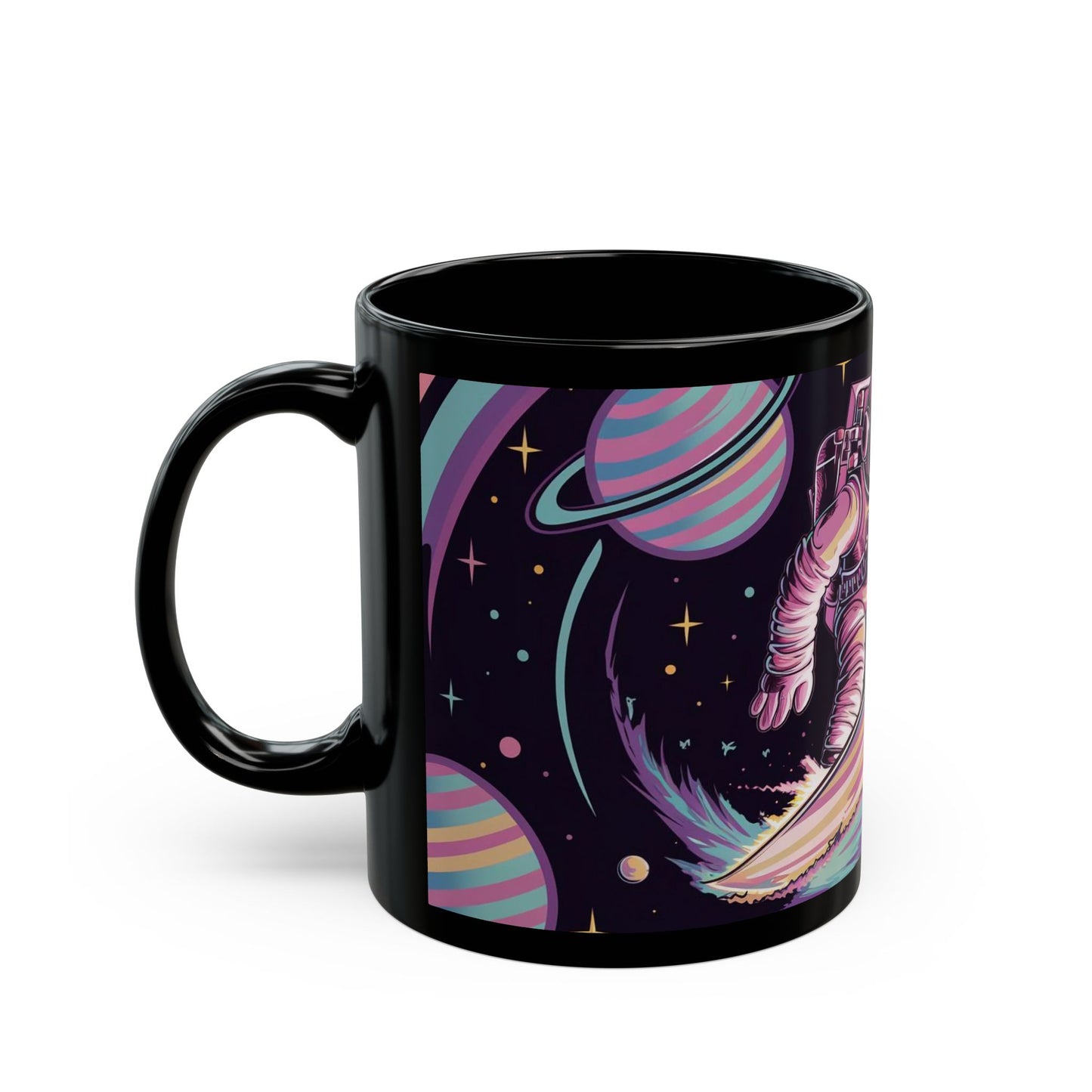 Space Surfing Astronaut Mug – Bold Cosmic Adventure