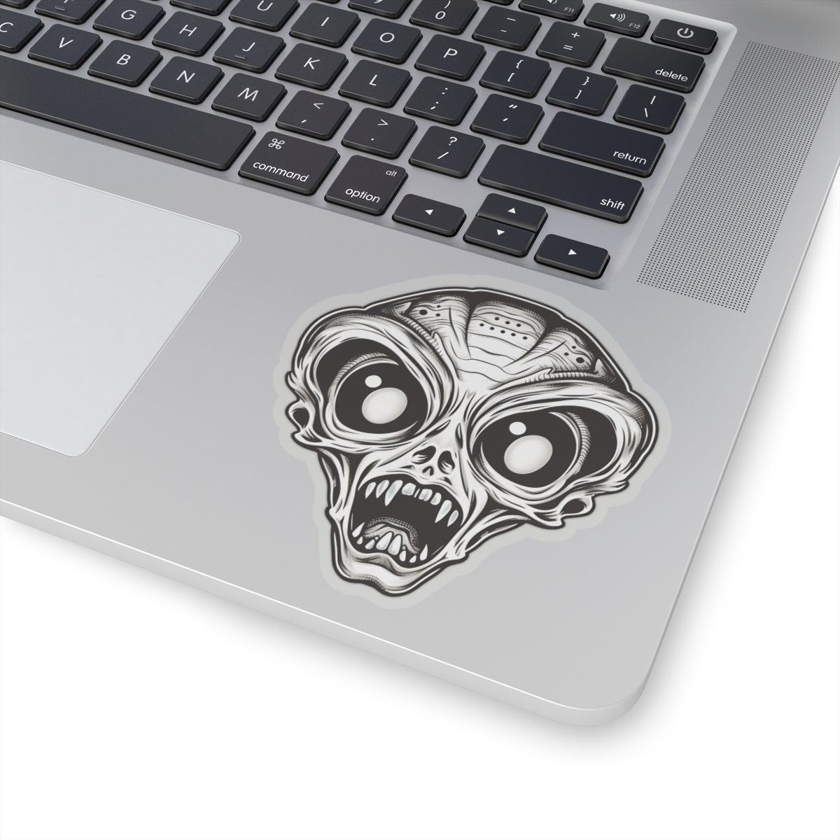 Monochrome Fangs Alien Head Vinyl Sticker