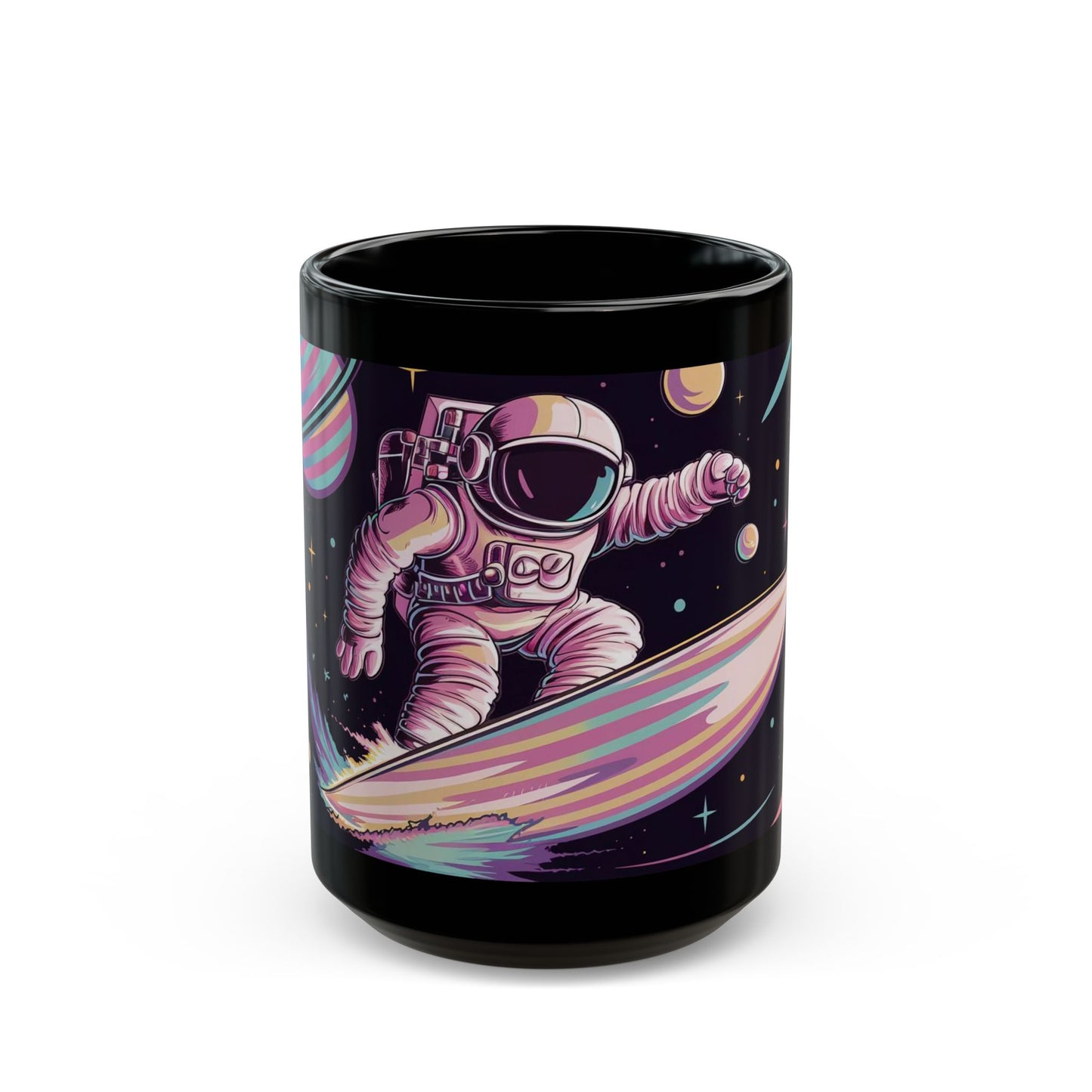 Space Surfing Astronaut Mug – Bold Cosmic Adventure