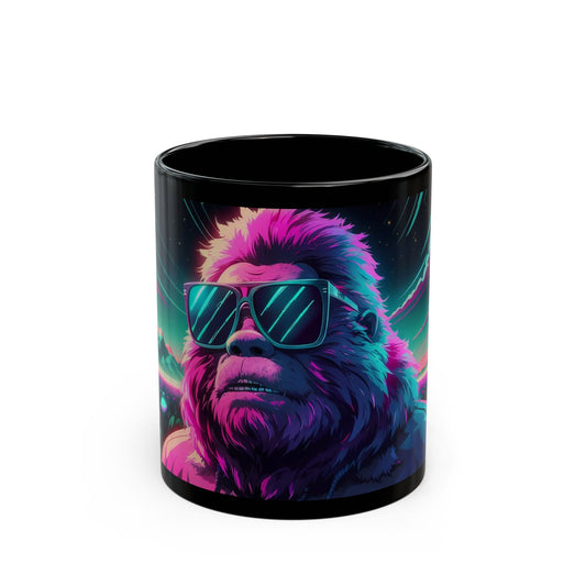 Bigfoot Vaporwave Mug – Neon Sky & Surreal
