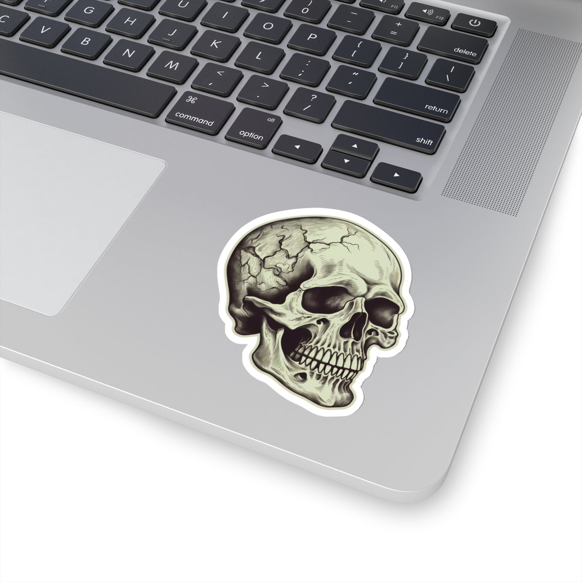 Eerie Tan Cracked Skull Sticker