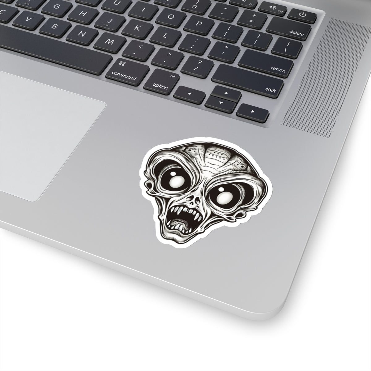 Monochrome Fangs Alien Head Vinyl Sticker
