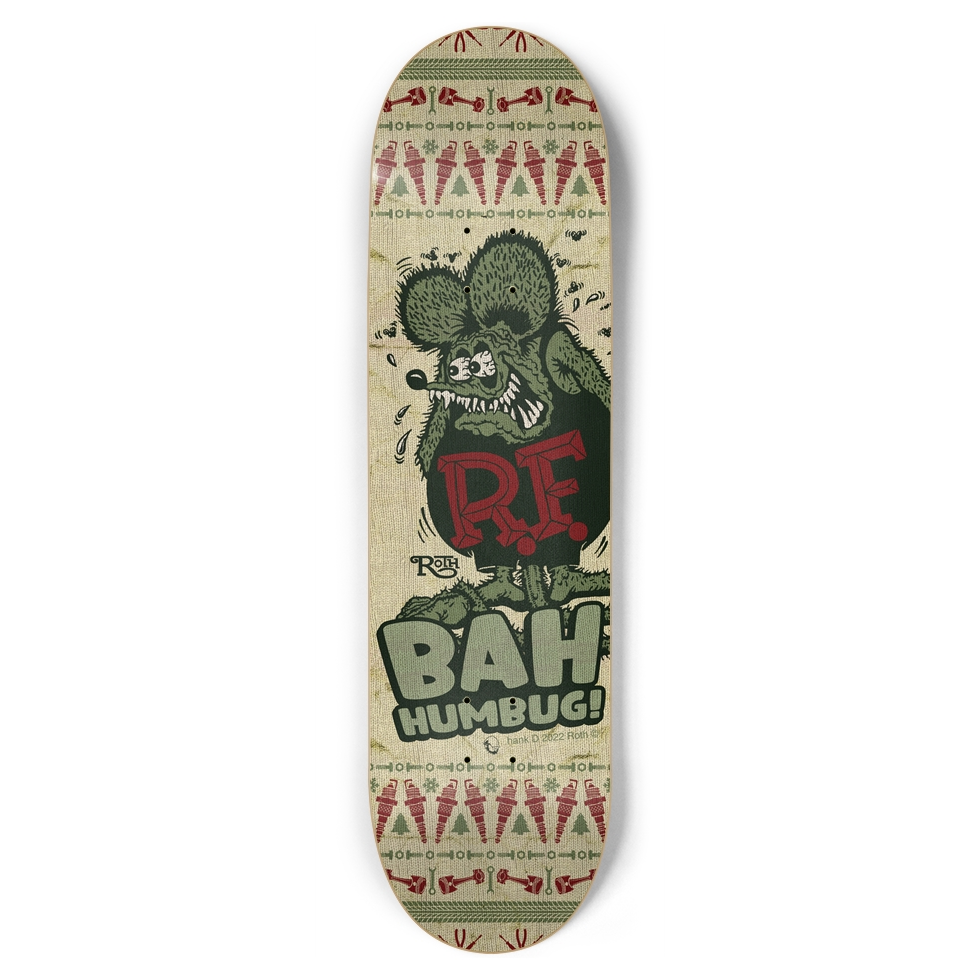 Bah Humbug! Custom Rat Fink 8.75 Inch Skateboard