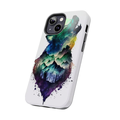 Moonlit Howling Wolf Double Exposure Tough Phone Case