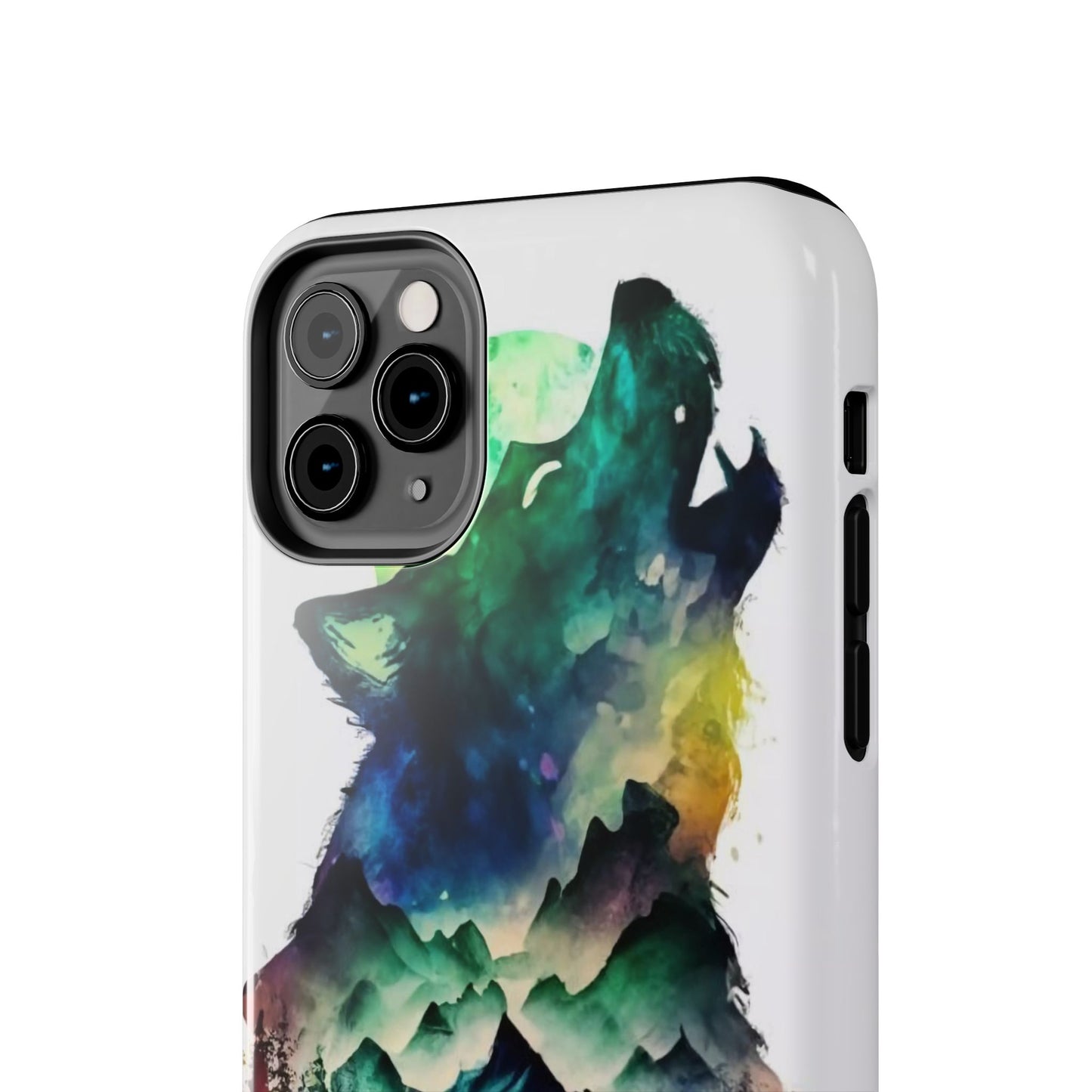 Moonlit Howling Wolf Double Exposure Tough Phone Case