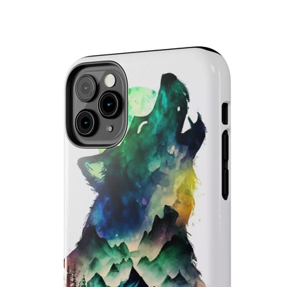 Moonlit Howling Wolf Double Exposure Tough Phone Case