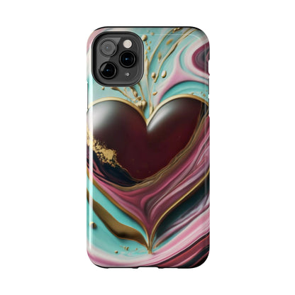 Glossy Heartburst Acrylic Pour Tough Phone Case