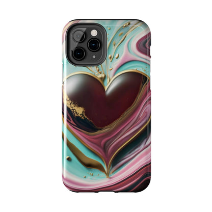 Glossy Heartburst Acrylic Pour Tough Phone Case