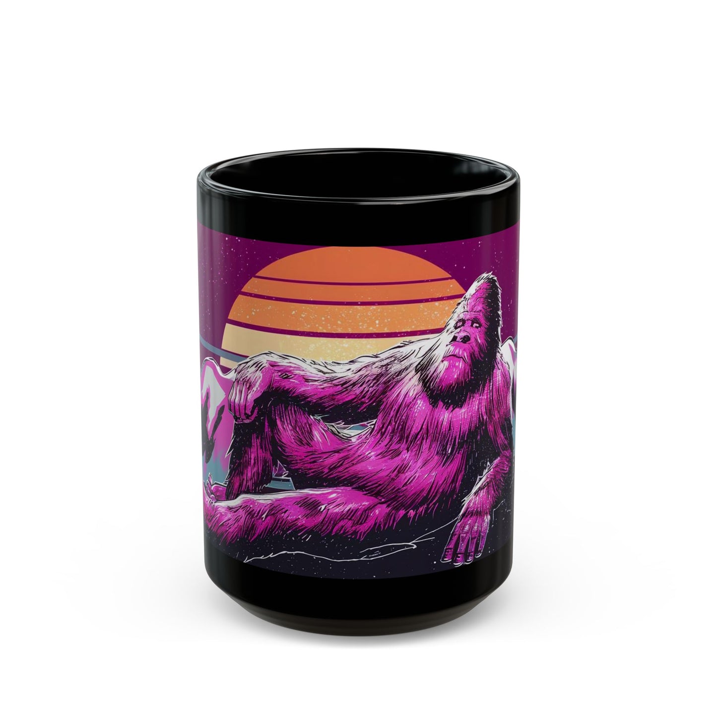 Bigfoot Sunset Dream Mug – Vaporwave-Inspired Mountaintop