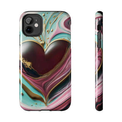 Glossy Heartburst Acrylic Pour Tough Phone Case