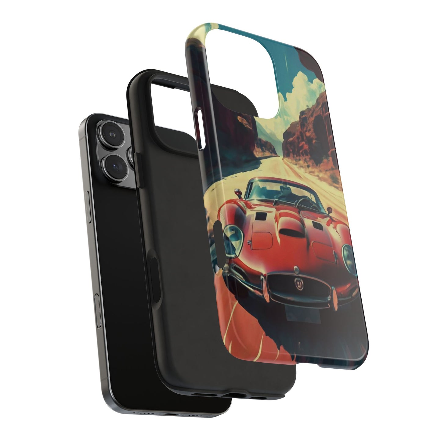 Desert Drive Red Sports Car Tough Phone Case