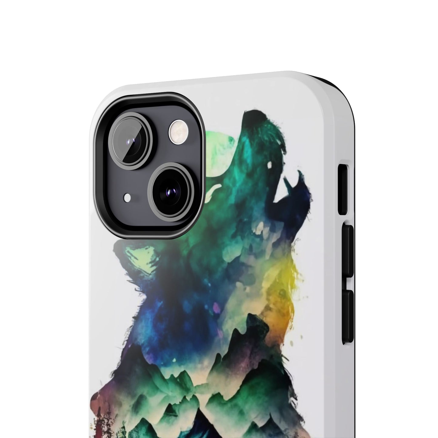 Moonlit Howling Wolf Double Exposure Tough Phone Case