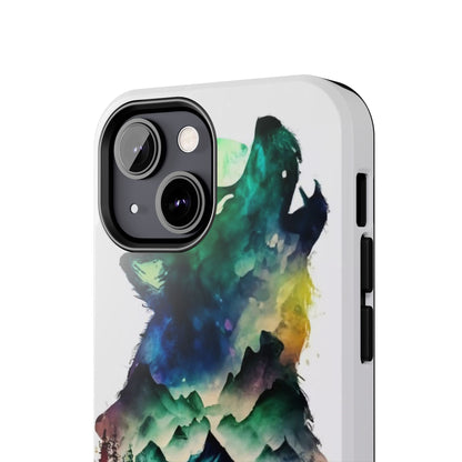 Moonlit Howling Wolf Double Exposure Tough Phone Case