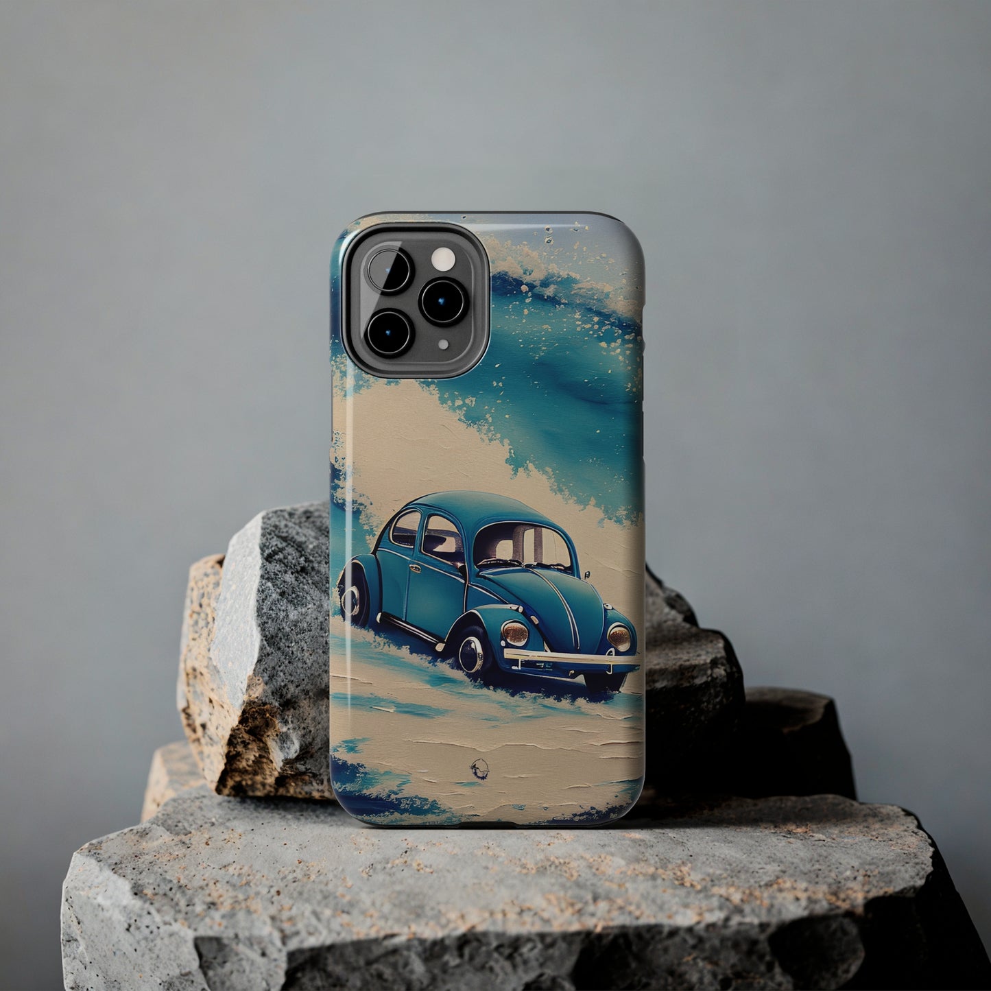 Wave Chasing Painted Blue VDub Beetle - Tough Phone Case