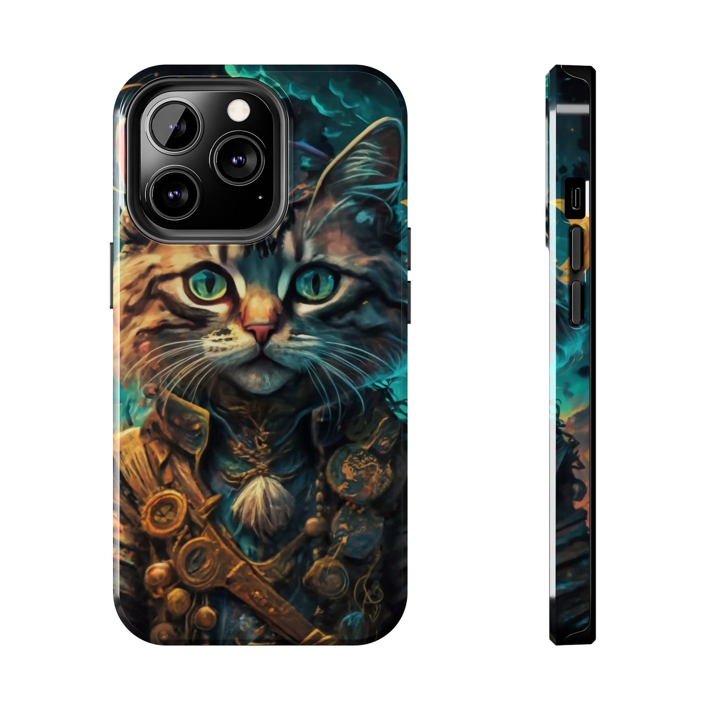 Cartoon Cat Pirate Starry Night Tough Phone Case