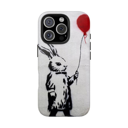 Banksy-Inspired Rabbit Balloon Escape Tough Phone Case