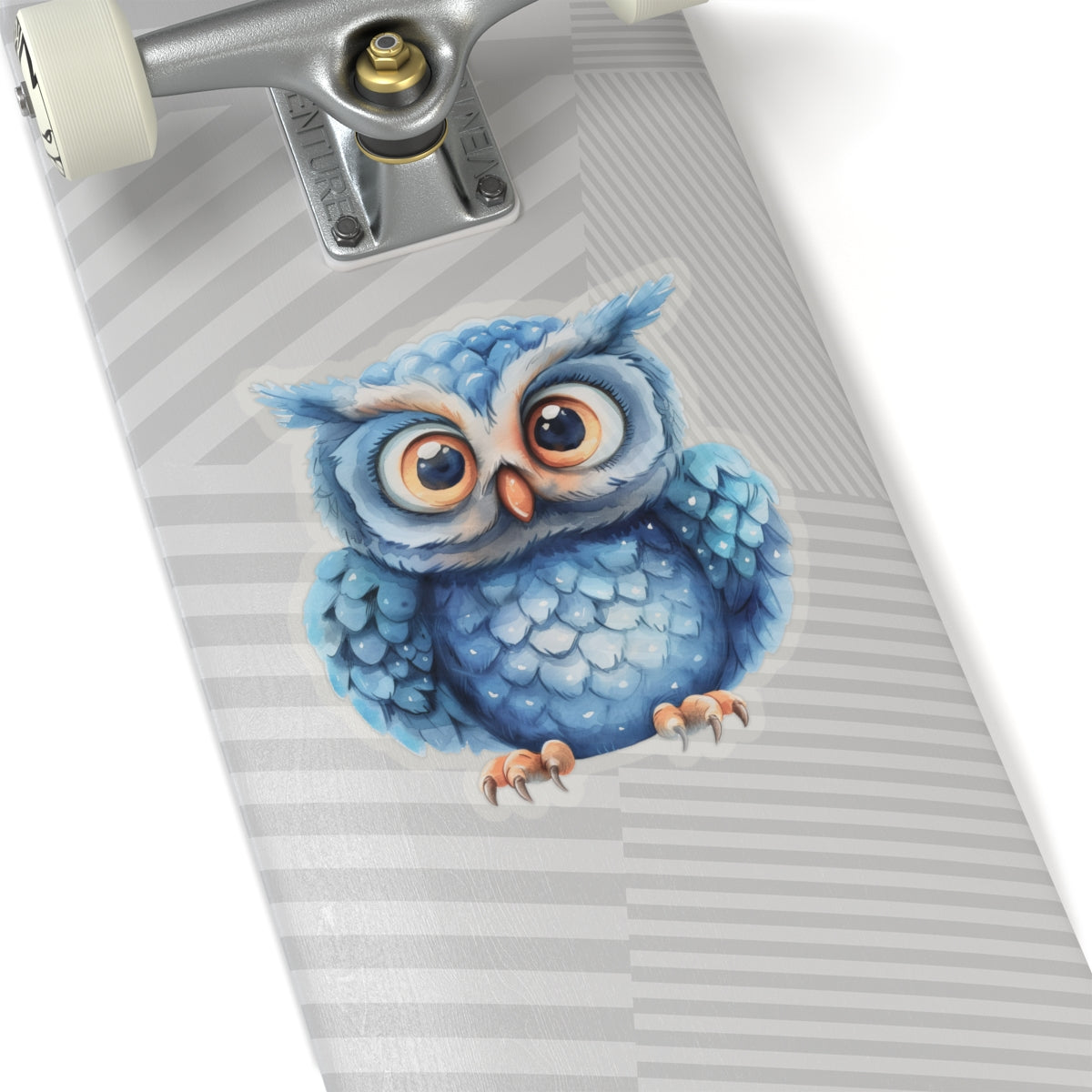 Azure Owl Watercolor Cartoon Sticker