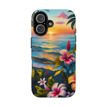 Sunset Palms and Hibiscus Tough Phone Case