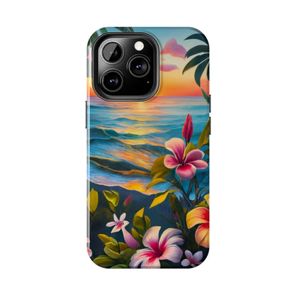 Sunset Palms and Hibiscus Tough Phone Case