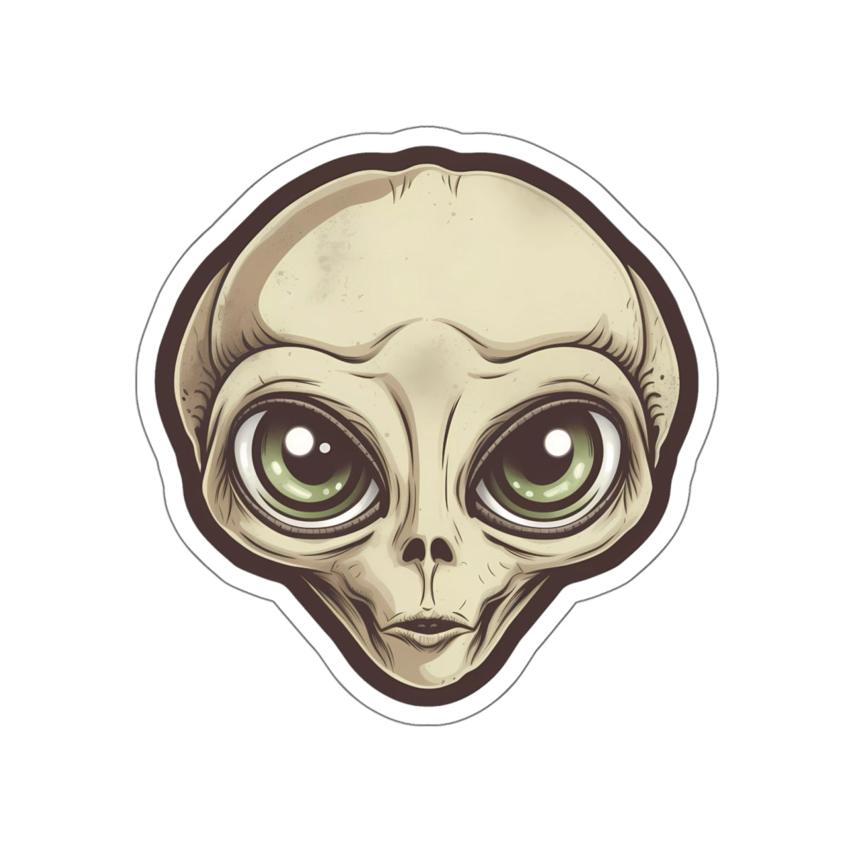 Ethereal Tan Alien Head Vinyl Sticker