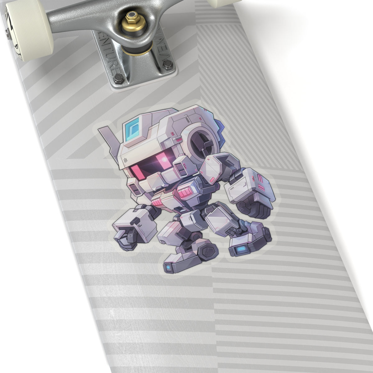 Futuristic White Blocky Robot Vinyl Sticker