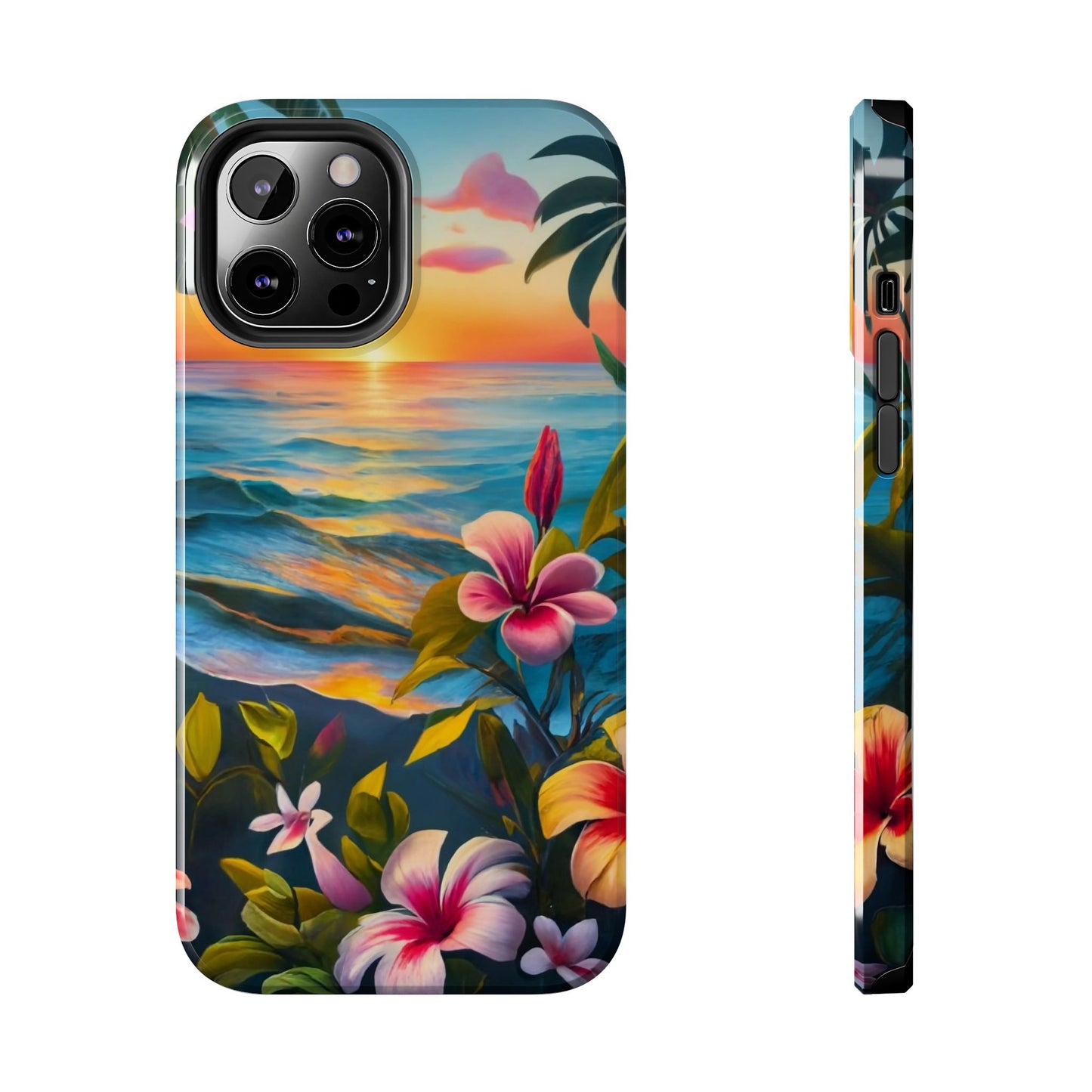Sunset Palms and Hibiscus Tough Phone Case