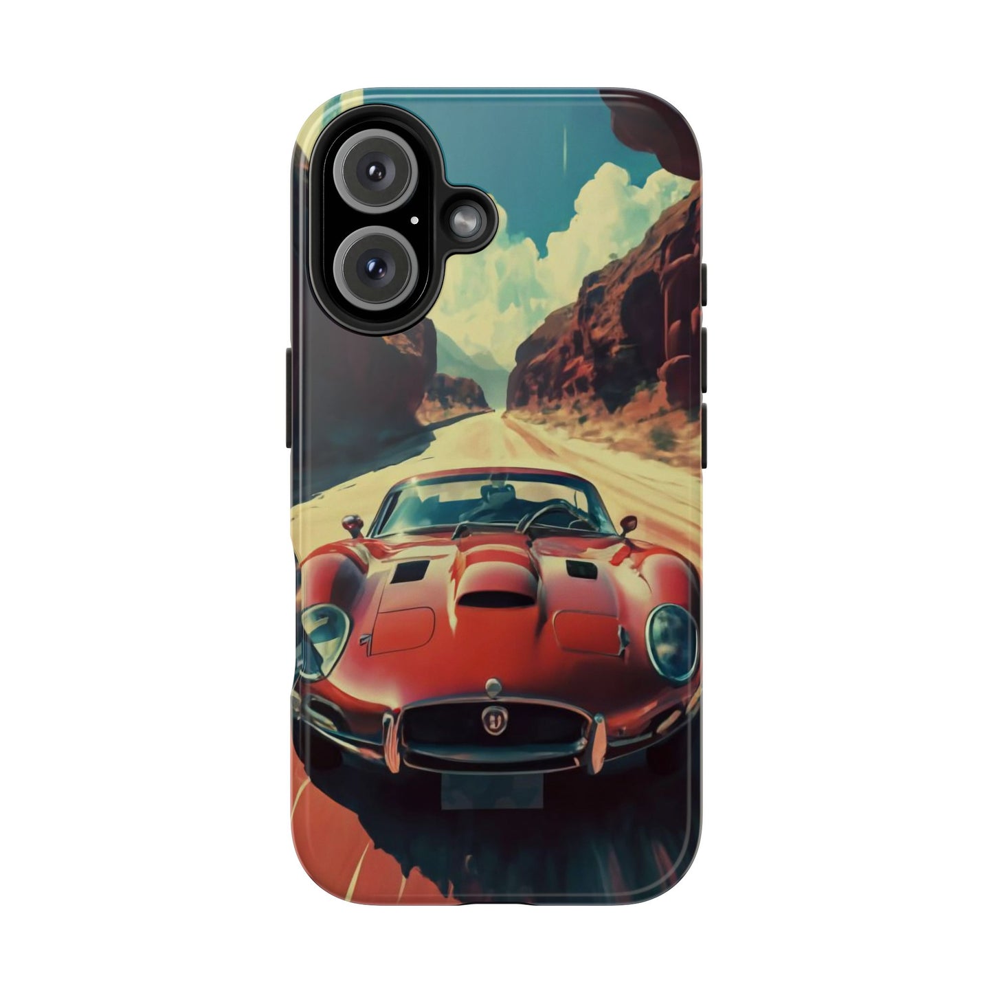 Desert Drive Red Sports Car Tough Phone Case