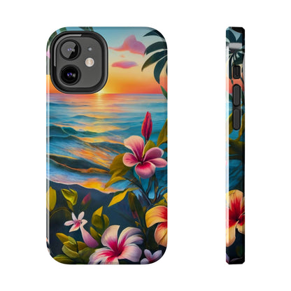 Sunset Palms and Hibiscus Tough Phone Case