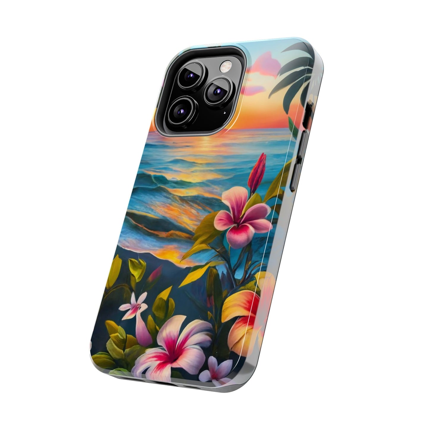 Sunset Palms and Hibiscus Tough Phone Case