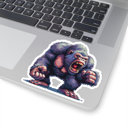 Pixelated Hulking Ape Roaring Vinyl Sticker