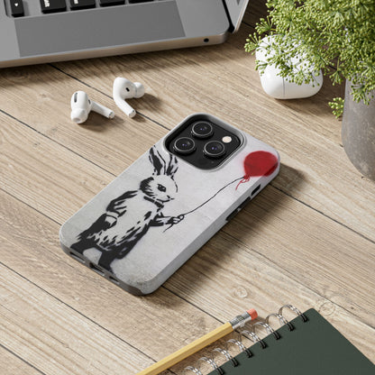 Banksy-Inspired Rabbit Balloon Escape Tough Phone Case