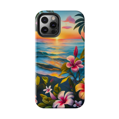 Sunset Palms and Hibiscus Tough Phone Case
