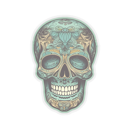 Ornate Aqua Teal Skull Sticker