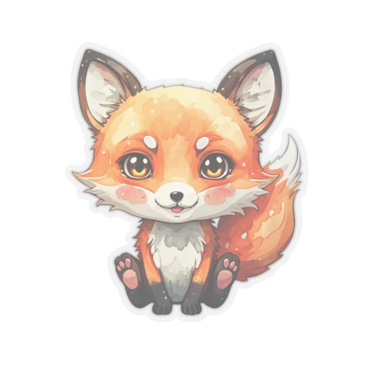 Whimsical Fox Watercolor Cartoon Sticker