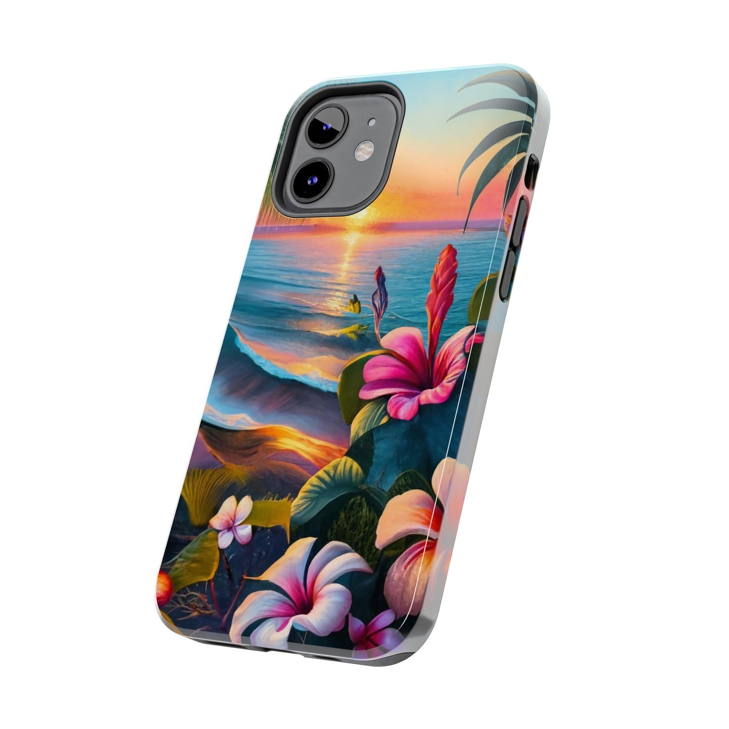 Sunset Beach Hibiscus Palms Tough Phone Case