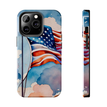 Windswept Patriot Watercolor Flag Tough Phone Case