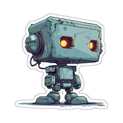 Teal Blocky Robot Vinyl Sticker